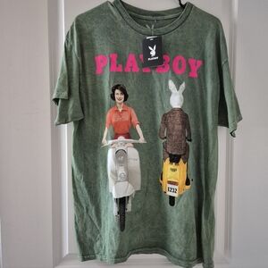 Playboy 1959 Cover T-shirt Retro Look Bunny Motorbike NWT size Large